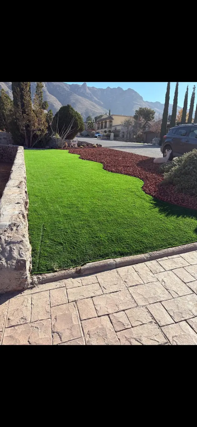 Lush turf installation at foot of the Franklin Mountains, El Paso